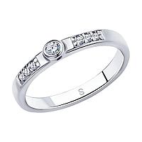 Помолвочное кольцо из серебра с фианитами SOKOLOV 94010698 покрыто родием