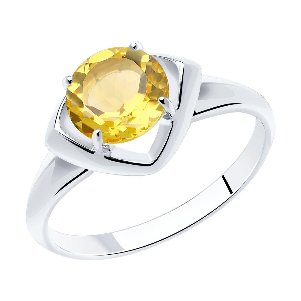Кольцо из серебра с цитрином Diamant 94-310-00783-3 покрыто родием - фото 1 - id-p83966493