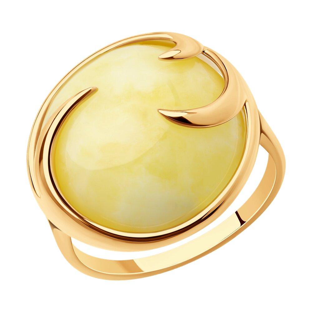 Кольцо из золочёного серебра с янтарём Diamant 93-310-00840-1 позолота - фото 1 - id-p82971154