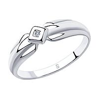 Кольцо из серебра с бриллиантом SOKOLOV 87010027 покрыто родием