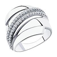 Кольцо из серебра с фианитами Diamant 94-110-00425-1 покрыто родием