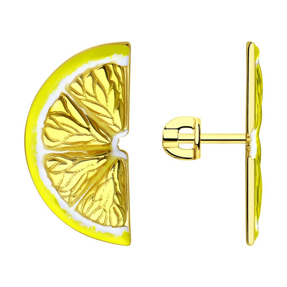Серьги из золочёного серебра с эмалью SOKOLOV 93021010  конго, фото 1