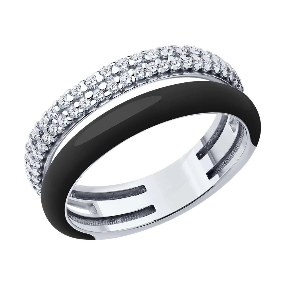 Кольцо из серебра с фианитами и эмалью Diamant 94-110-01893-1 покрыто  родием
