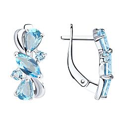 Серьги из серебра с топазами SOKOLOV 92021801 серебро с родием, с английским замком