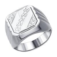 Печатка из серебра с алмазной гранью SOKOLOV 94011233 покрыто родием