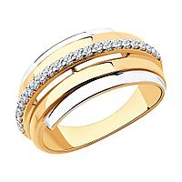 Кольцо из золочёного серебра с фианитами Diamant 93-110-00426-1 позолота