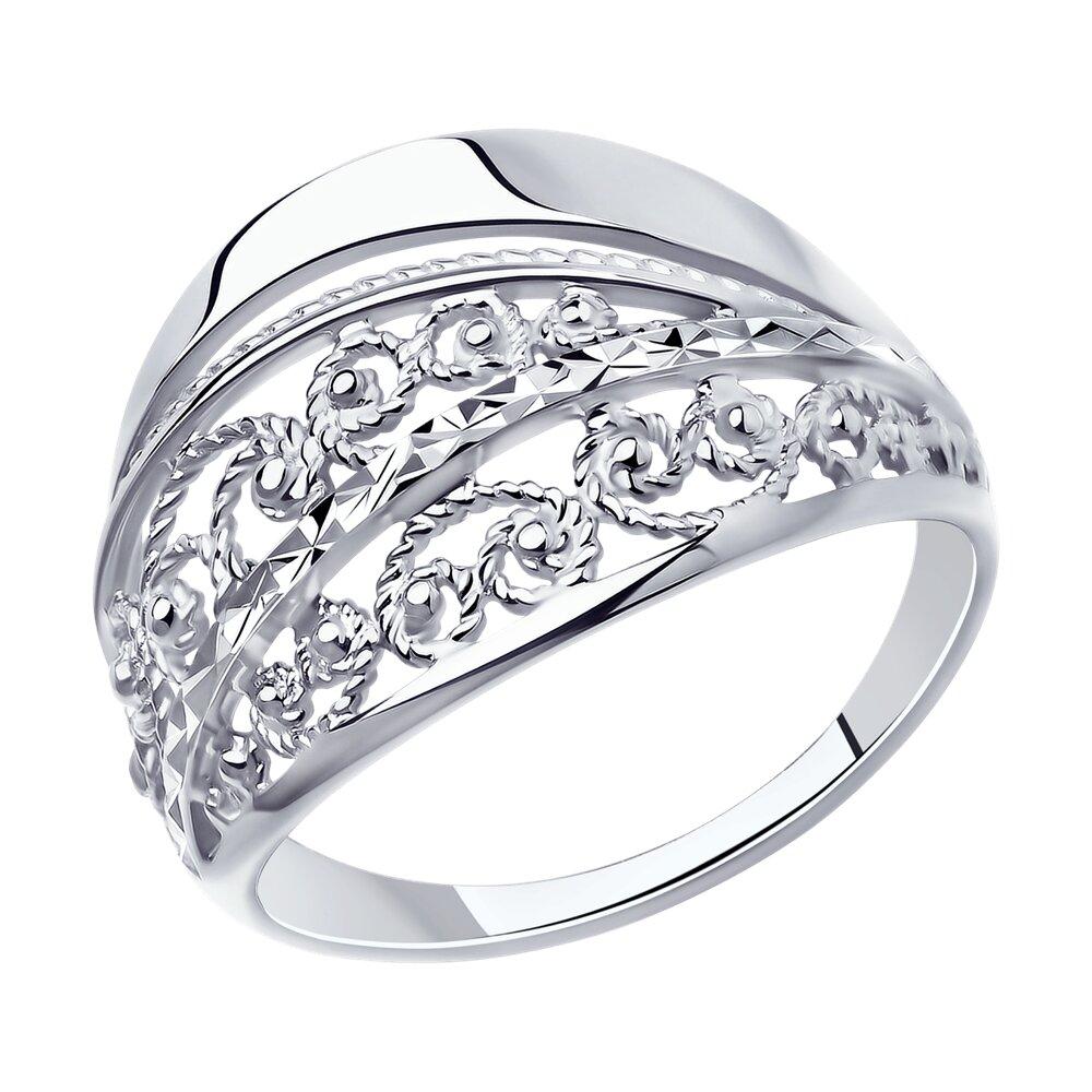 Кольцо из серебра с алмазной гранью Diamant 94-110-00638-1 покрыто  родием