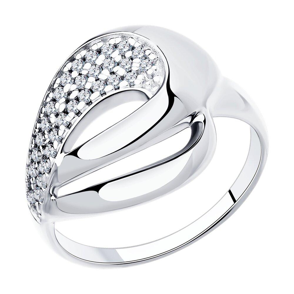 Кольцо из серебра с фианитами Diamant 94-110-00691-1 покрыто  родием