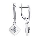 Серьги из серебра с керамическими вставками и фианитами Diamant 94-121-01270-2 серебро с родием, фото 4