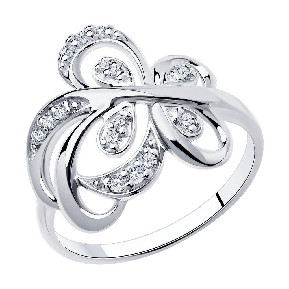 Кольцо из серебра с фианитами DIAMANT ( SOKOLOV ) 94-110-00758-1 покрыто родием