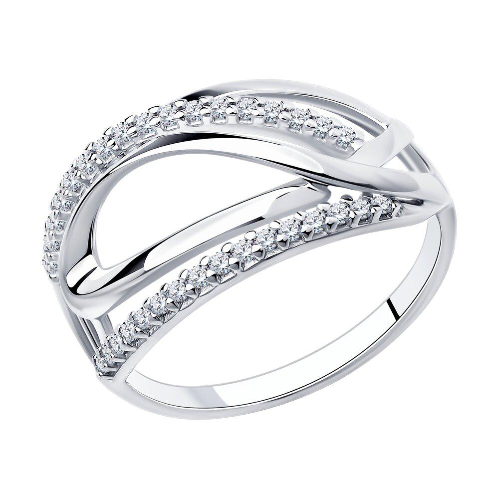 Кольцо из серебра с фианитами DIAMANT ( SOKOLOV ) 94-110-00703-1 покрыто родием