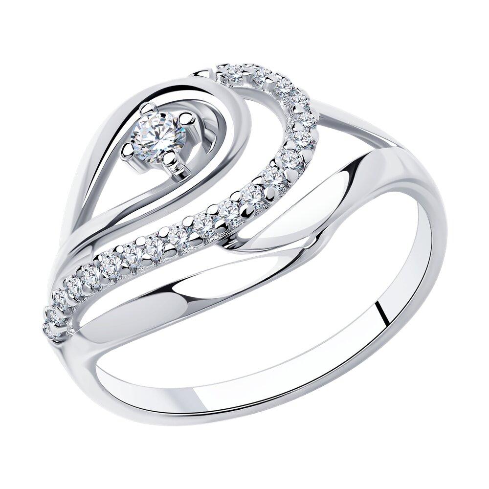 Кольцо из серебра с фианитами Diamant 94-110-00725-1 покрыто  родием