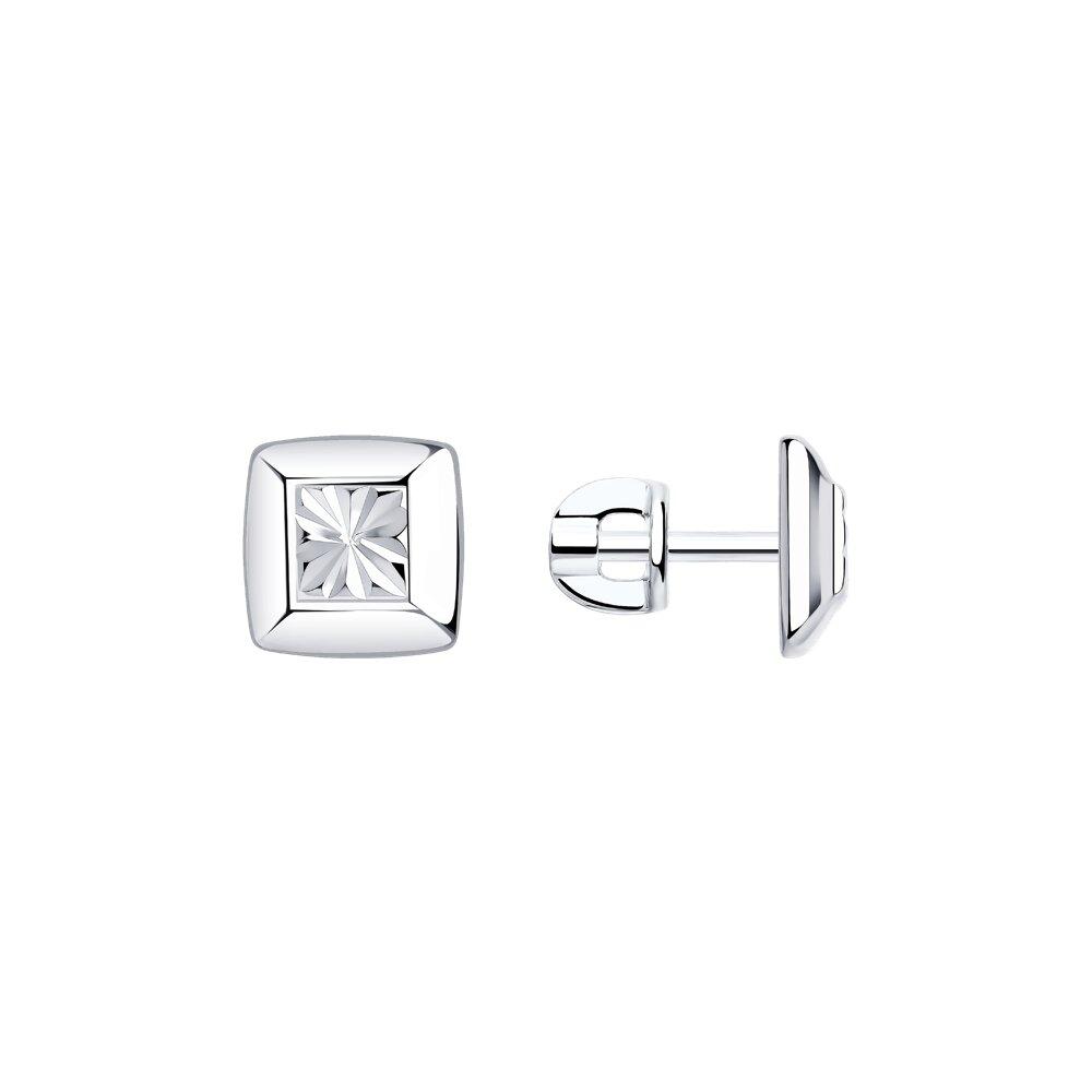 Серьги из серебра с алмазной гранью DIAMANT ( SOKOLOV ) 94-122-00707-1 покрыто родием