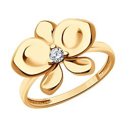 Кольцо из золочёного серебра с фианитом Diamant 93-110-01820-1 позолота