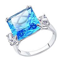Кольцо из серебра с минеральным стеклом и фианитами Diamant 94-110-01029-1 покрыто родием