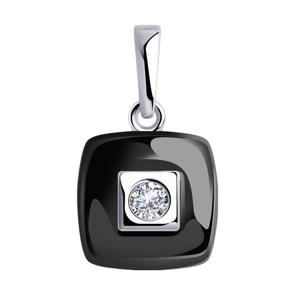 Подвеска из серебра с керамической вставкой и фианитом DIAMANT ( SOKOLOV ) 94-130-01278-1 покрыто родием