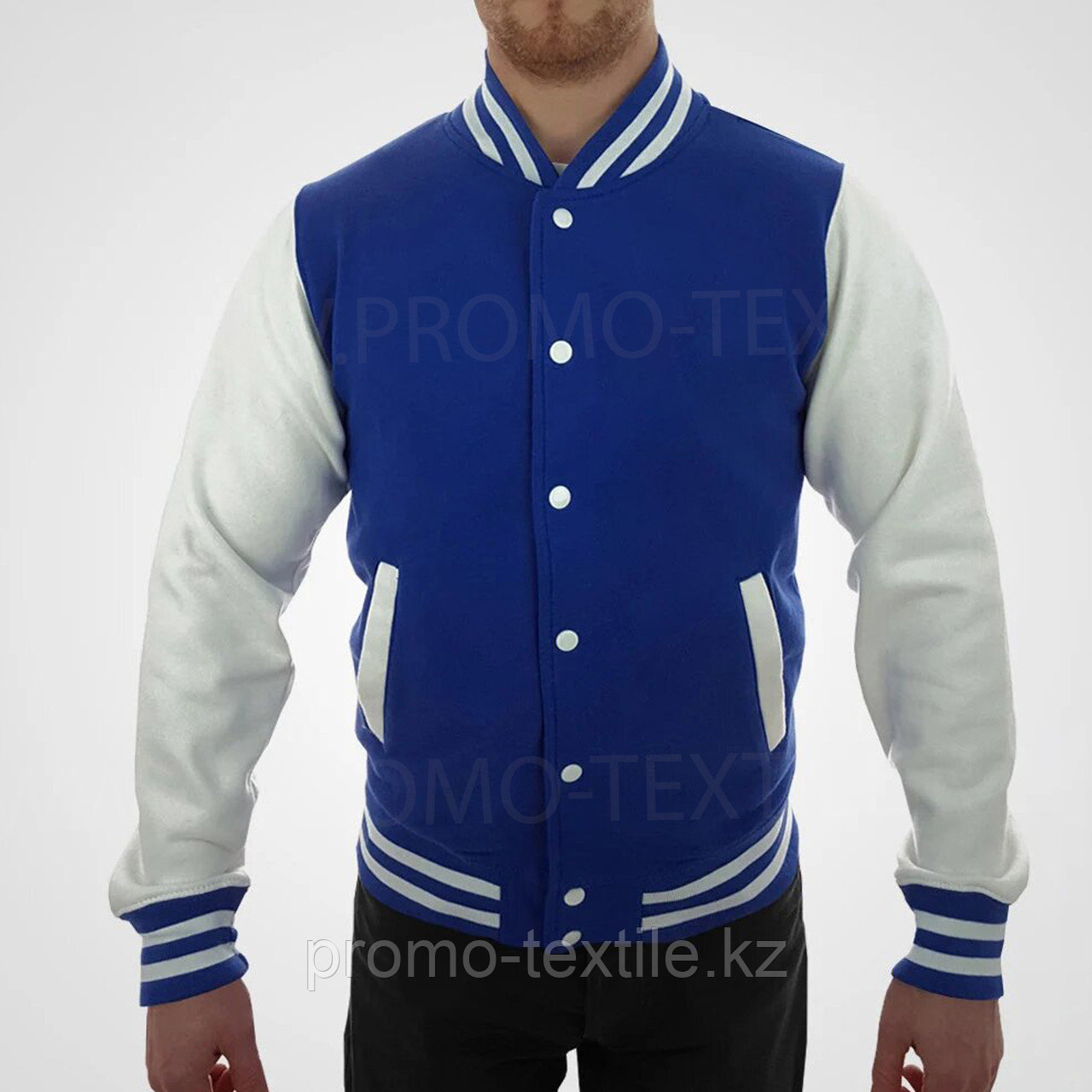 Бомбер куртка синего цвета / Толстовка бомбер синий цвет