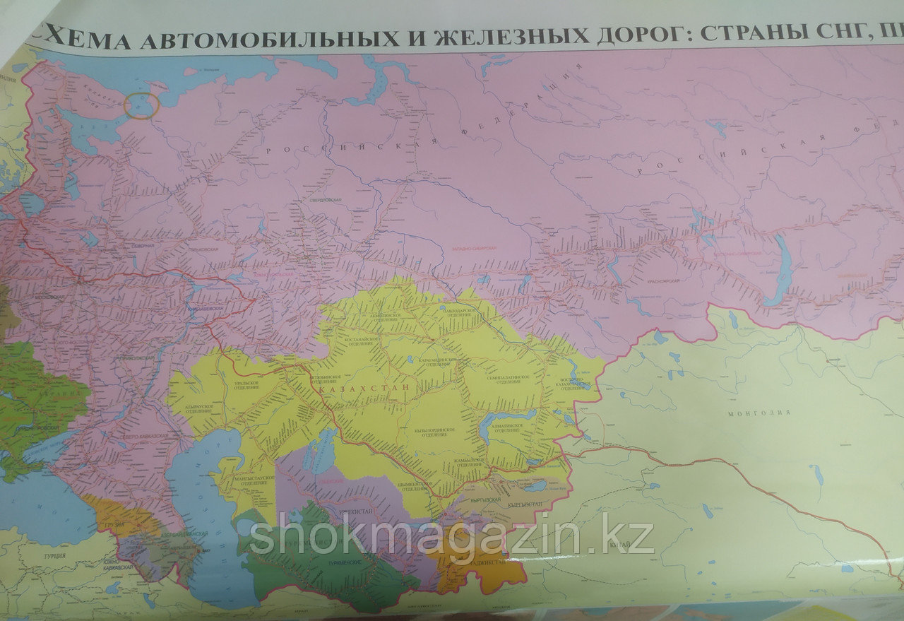Карта-схема авто. и желез. дорог СНГ и Прибалтики