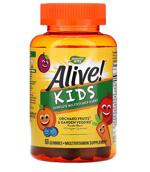 Nature's Way, Alive! комплекс мультивитаминов для детей, вишня, апельсин и виноград, 60 жевательных конфет
