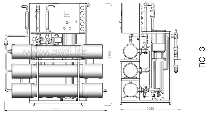 Промышленная система обратного осмоса (до 3 м3/ч ) AWT RO-3