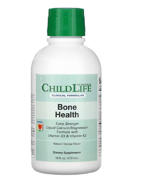 Childlife Clinicals, здоровье костей, жидкий кальциево-магниевый состав с витаминами D3 и K2 и натуральным апе