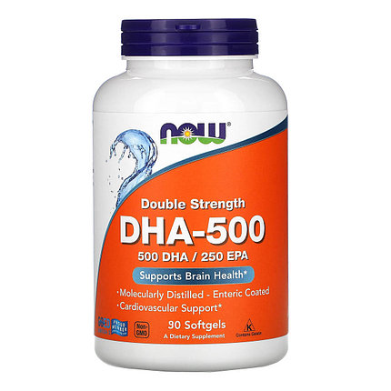 DHA-500, 90 softgels, NOW, фото 1