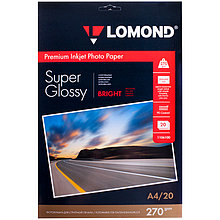 Бумага А4 для стр. принтеров Lomond, 270г/м2 (20л) ярко-белая супергл.
