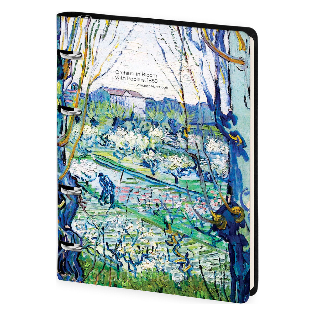 Тетрадь на кольцах А5, 80л. ЛАЙТ, кожзам, Greenwich Line "Van Gogh. Orchard in Bloom", тон. блок