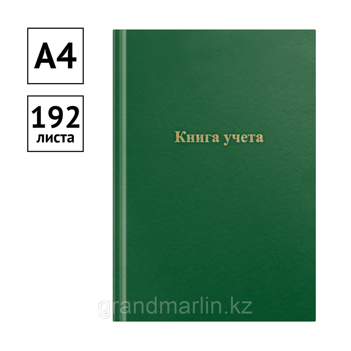Книга учета OfficeSpace, А4, 192л., клетка, 200*290мм, бумвинил, цвет зеленый, блок офсетный - фото 2 - id-p105276833