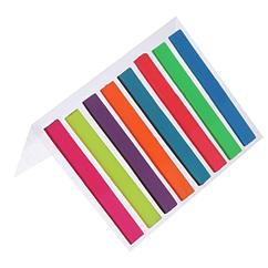 SБлок-закладки с липким краем, пластик, 20 листов, флуоресцентный, 6 мм х 48 мм, 8 цветов