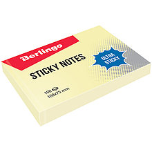Бумага для заметок клейкая Berlingo "Ultra Sticky", 100 х 75мм, 100л, пастель, желтый