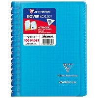 Записная книжка А6 50л. на гребне Clairefontaine "Koverbook", 90г/м2, пластик. обложка, карман, синя