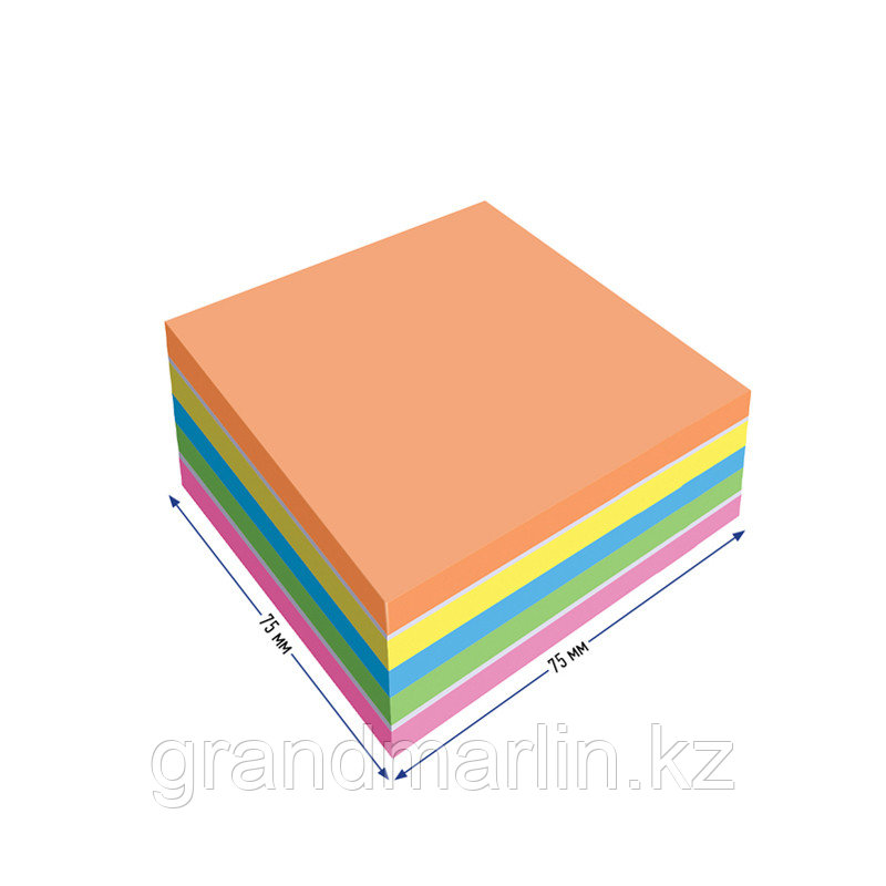 Самоклеящийся блок Berlingo "Ultra Sticky", 75*75мм, 450л, 5 неоновых цветов + 1 белый - фото 4 - id-p107440212