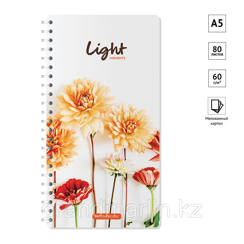 Телефонная книга А5, 80л., на гребне OfficeSpace "Цветы. Light moments", с высечкой - фото 2 - id-p107440244