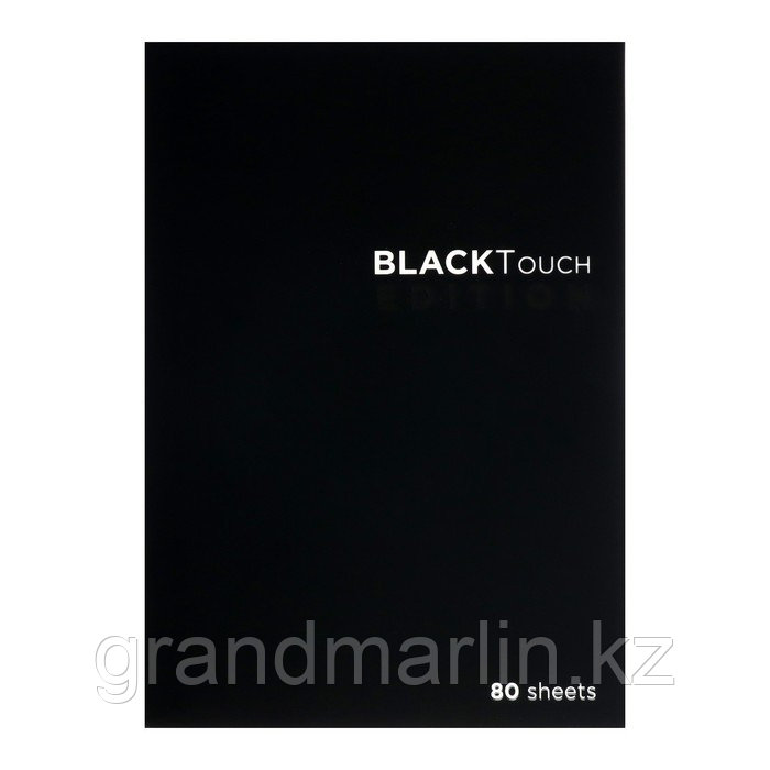 Тетрадь А4, 80 листов в клетку "Блэктач", обложка мелованный картон, ламинация Soft-Touch, блок офс