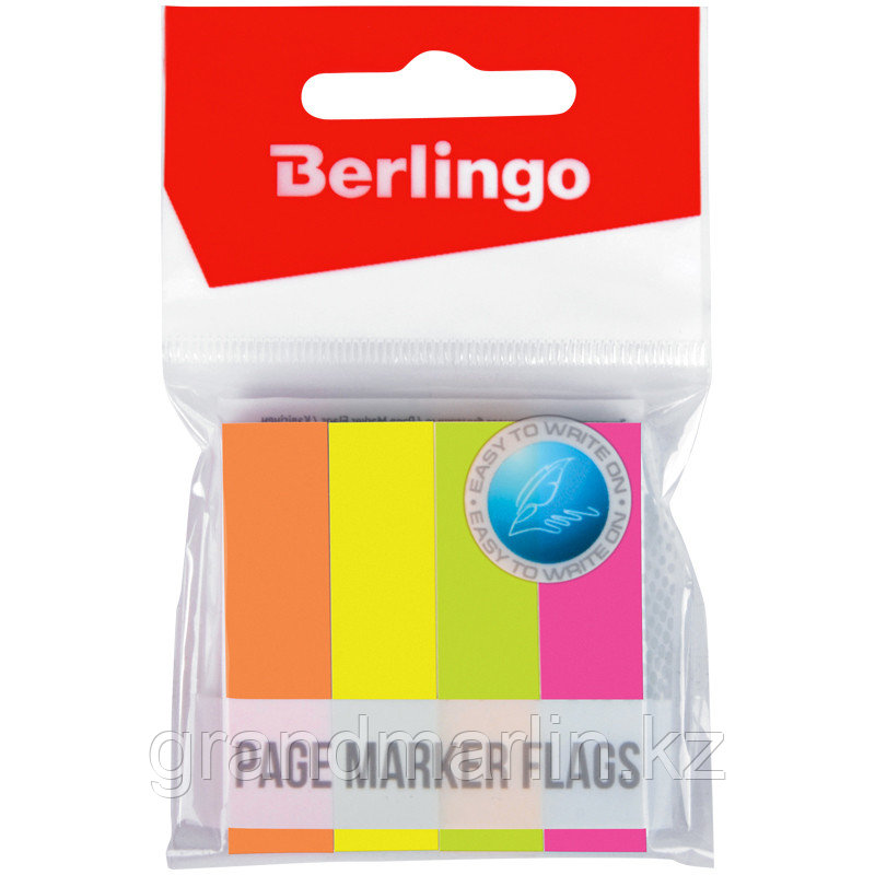 Флажки-закладки Berlingo, 12*50мм, 100л*4 неоновых цвета - фото 1 - id-p107440295