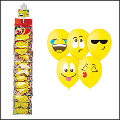 Воздушные шары, 5шт., М12/30см, ПатиБум "Эмоции Смайл", пастель, ассорти, европодвес, стриплента