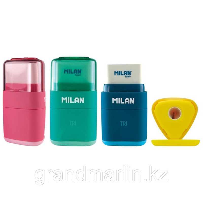 Точилка пластиковая + ластик Milan в ассортименте - фото 3 - id-p107441510