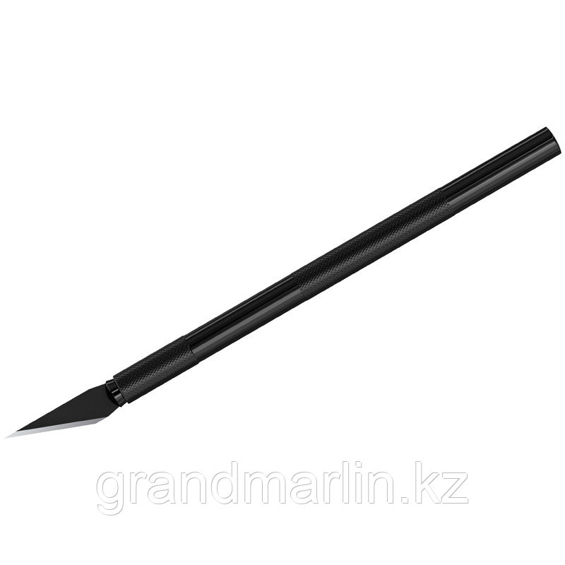 Нож-скальпель канцелярский Berlingo, металлический корпус черного цвета, 5 лезвий в комплекте, европ - фото 1 - id-p107441328