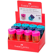 Точилка пластиковая Faber-Castell "Grip Auto Mini", 1 отверстие, контейнер, розов./оранж., бирюзов.