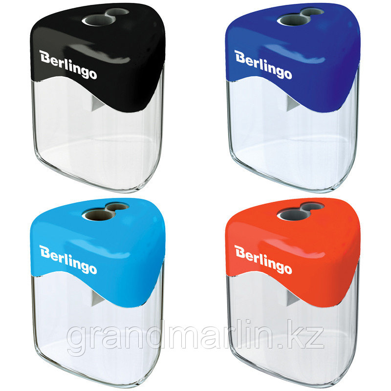 Точилка пластиковая Berlingo "Double", 2 отверстия, контейнер, ассорти