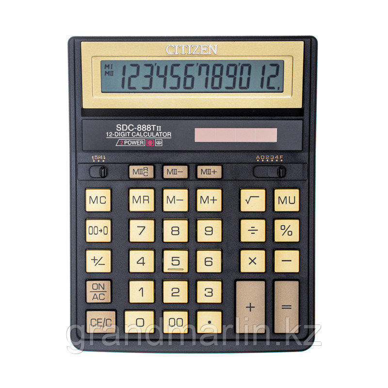 Калькулятор настольный Citizen SDC-888TIIGE, 12 разрядов, двойное питание, 158*203*31мм, черный/золо - фото 2 - id-p107441130
