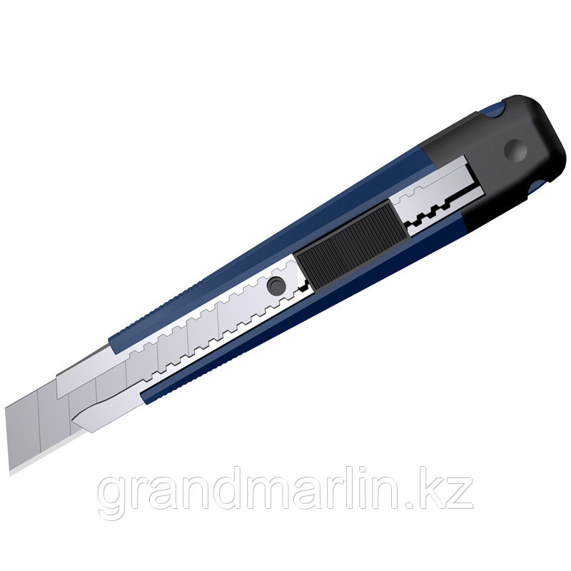Нож канцелярский 18мм Berlingo "Hyper", auto-lock, металл. направл., синий, европодвес