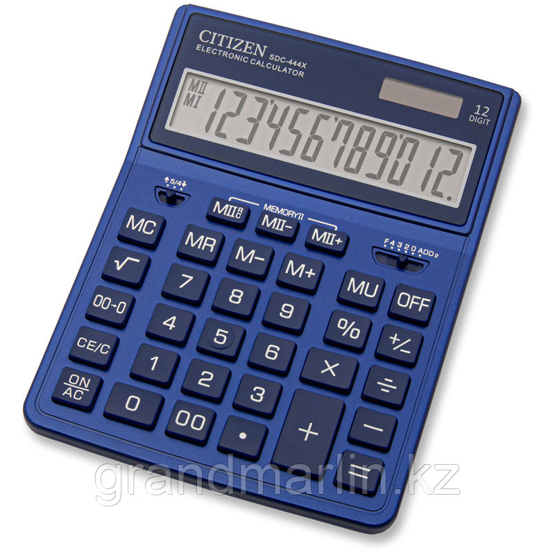 Калькулятор настольный Citizen SDC444XRNVE, 12 разрядов, двойное питание, 155*204*33мм, темно-синий - фото 1 - id-p107441135
