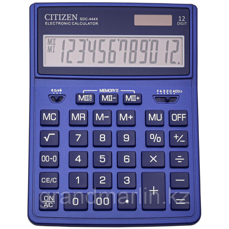 Калькулятор настольный Citizen SDC444XRNVE, 12 разрядов, двойное питание, 155*204*33мм, темно-синий - фото 2 - id-p107441135