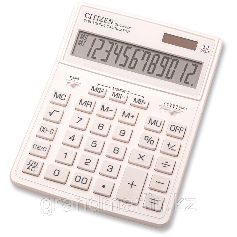 Калькулятор настольный Citizen SDC444XRWHE, 12 разрядов, двойное питание, 155*204*33мм, белый - фото 1 - id-p107441136