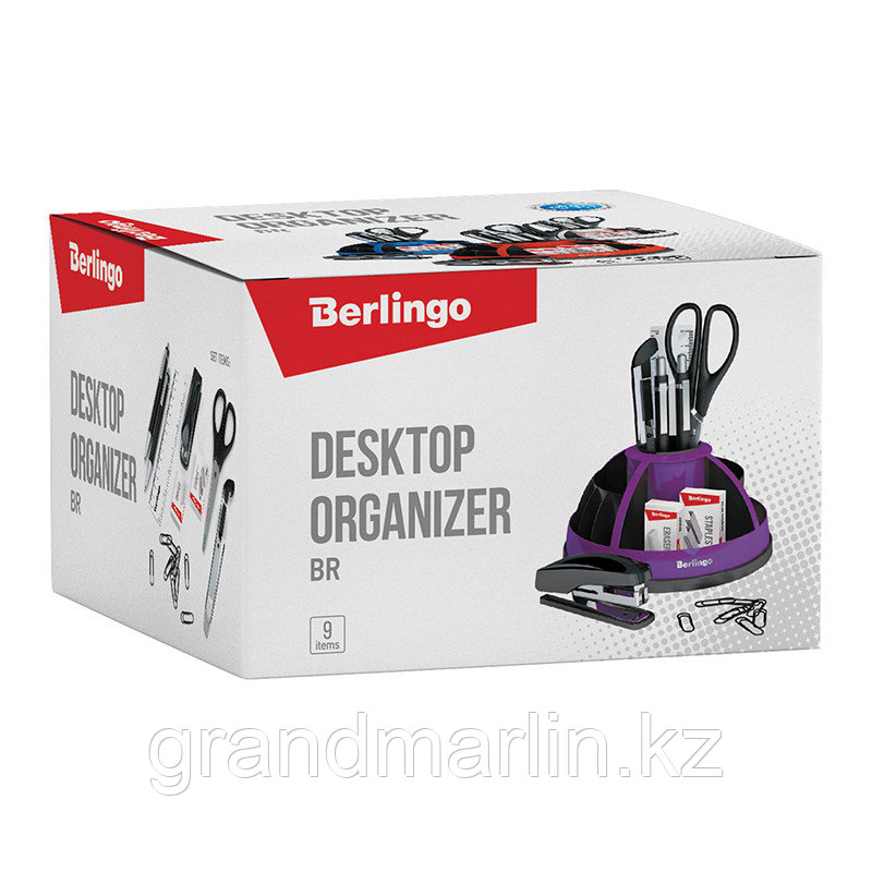 Настольный набор Berlingo BR, 9 предметов, вращающийся, черный/голубой - фото 5 - id-p107441302