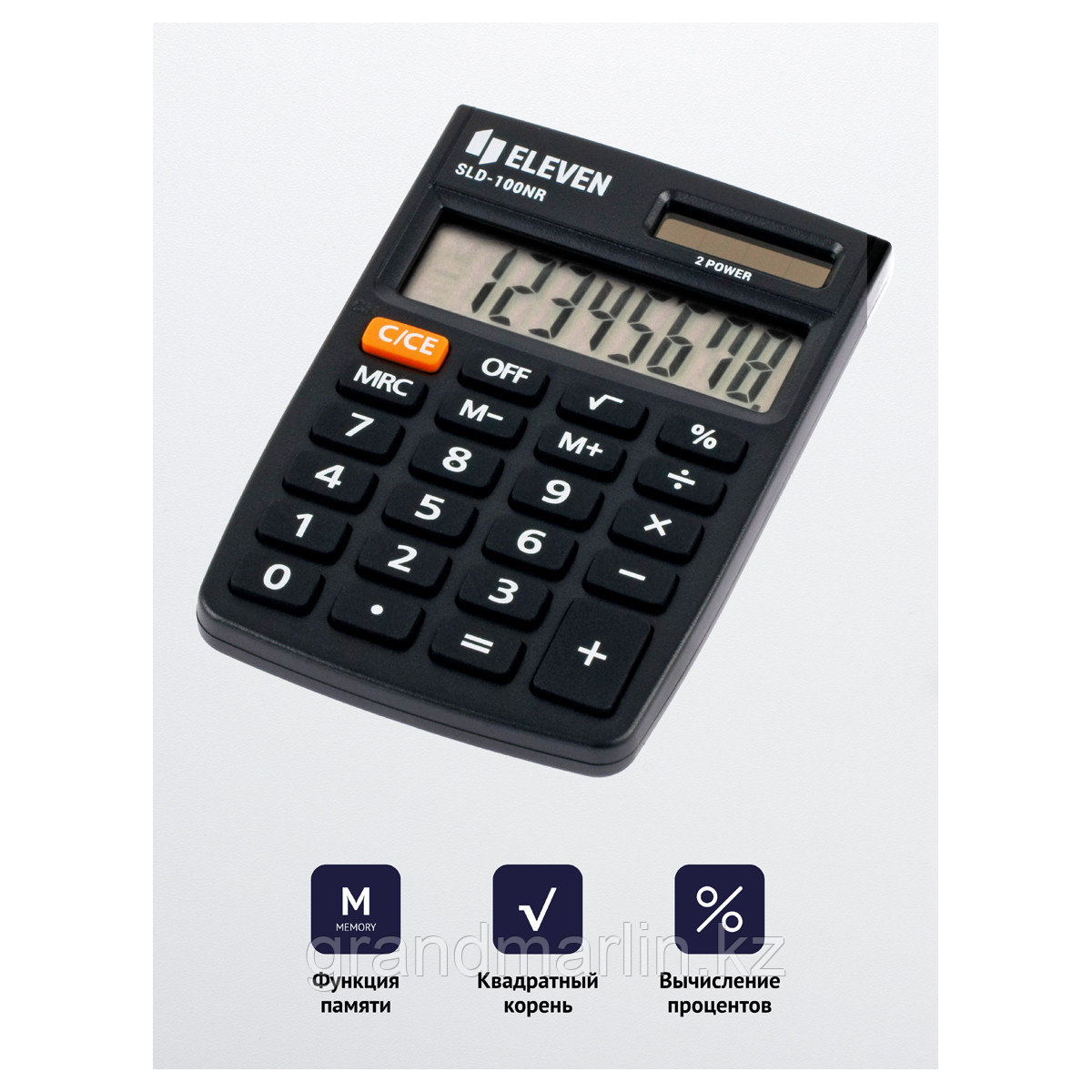Калькулятор карманный Eleven SLD-100NR, 8 разрядов, двойное питание, 58*88*10мм, черный - фото 3 - id-p107441127