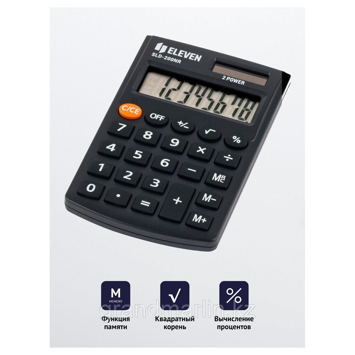 Калькулятор карманный Eleven SLD-200NR, 8 разрядов, двойное питание, 62*98*10мм, черный - фото 3 - id-p107441128