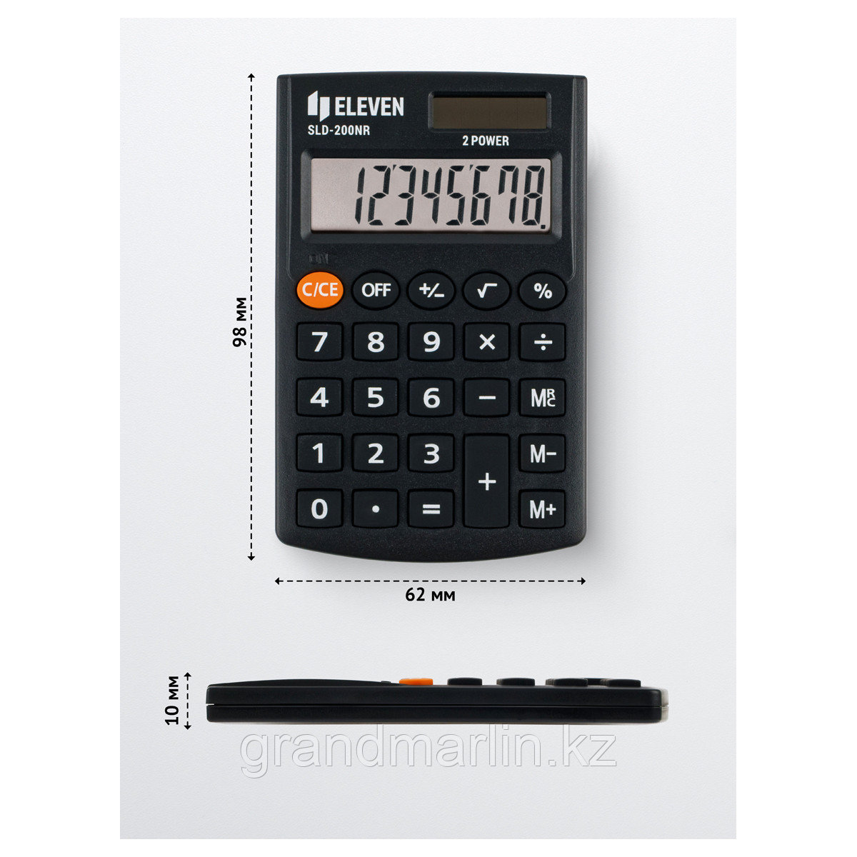 Калькулятор карманный Eleven SLD-200NR, 8 разрядов, двойное питание, 62*98*10мм, черный - фото 4 - id-p107441128